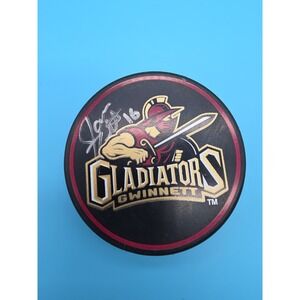 Gwinnett Gladiators Hockey Puck In Glas Co. Souvenir Autographed #16 ECHL